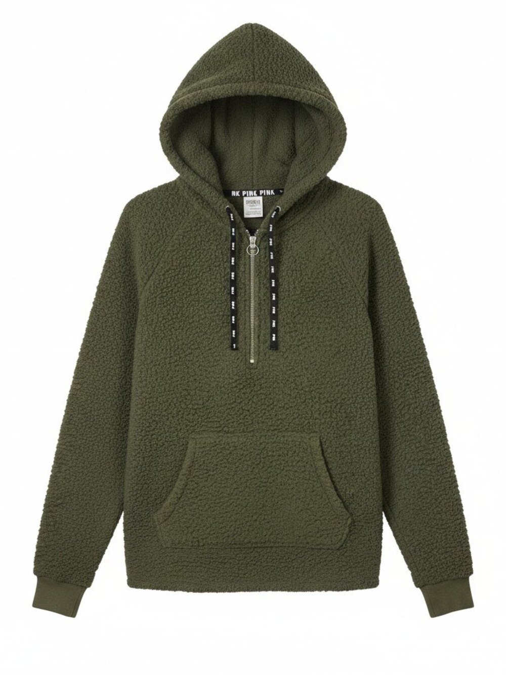PINK Victoria’s Secret Green Ultra Soft Teddy Fleece Pullover Hoodie - Size S